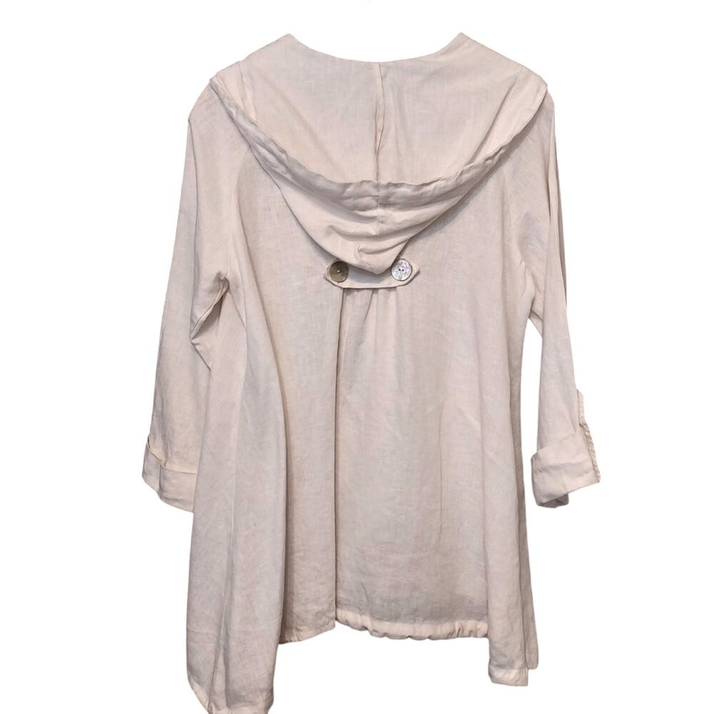 Jones New York Linen Hooded Button Up Front Beach Relaxed Fit Lightweight Jacket - Picture 2 of 10